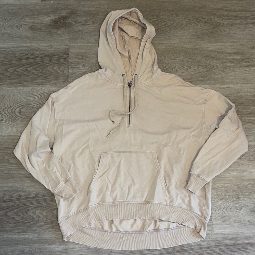 aerie cream oversized half zip hoodie